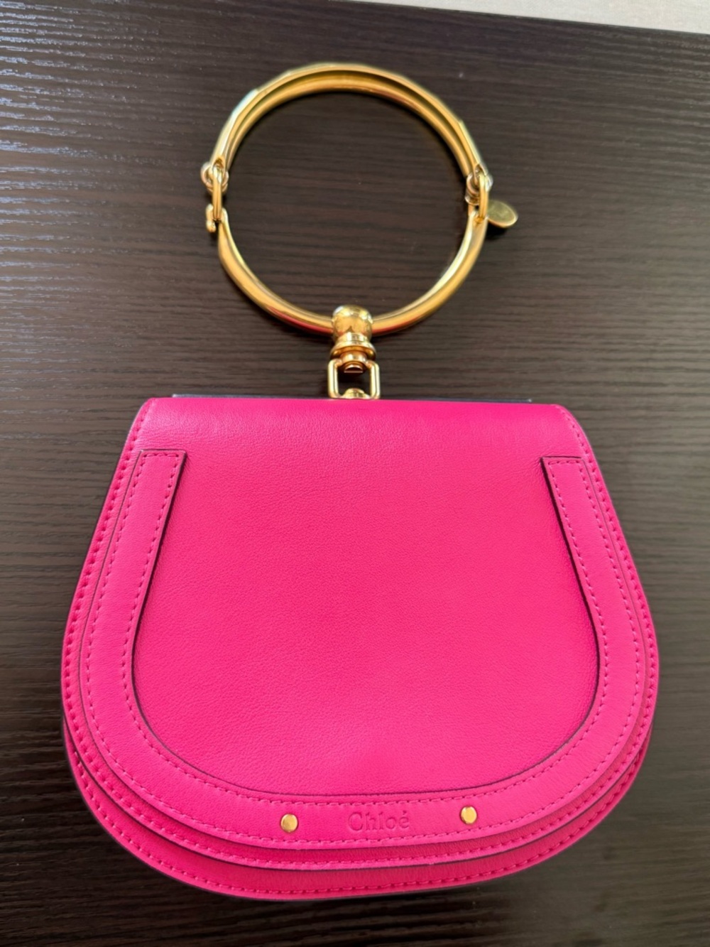 Chloé Nile Small Leather Bracelet Bag in Bright Pink with Gold Hardware - Picture 3 of 6